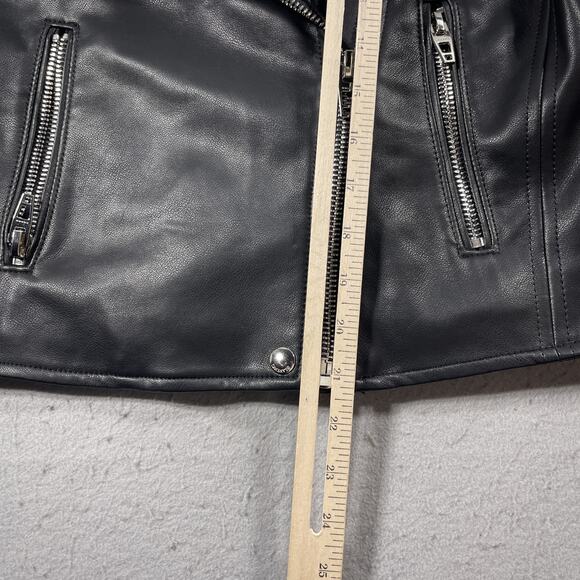 BLANKNYC Jacket Womens Small Black Faux Leather Moto Biker Zip Pockets Studs - Picture 7 of 9